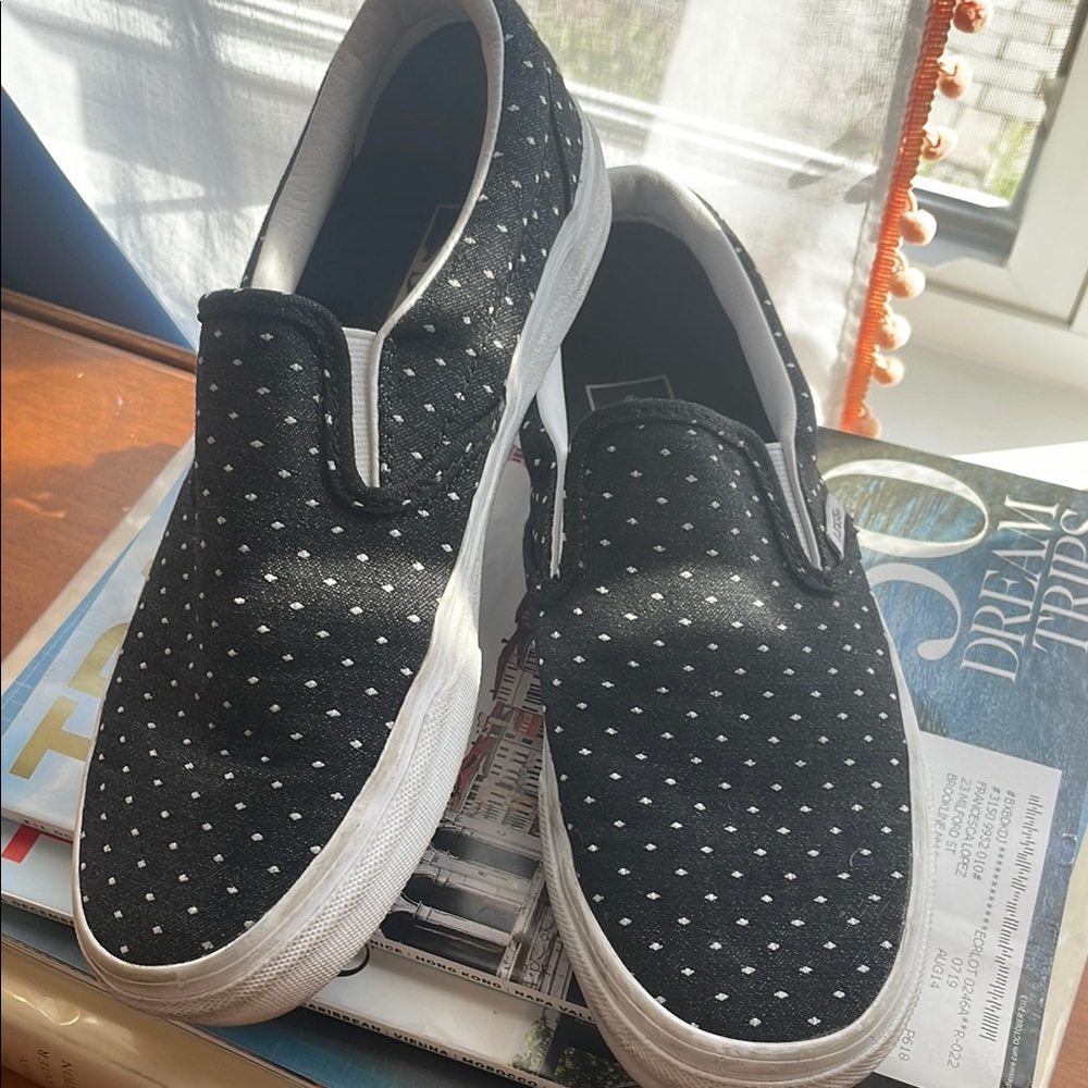 Black and White Polka Dot Slip-On Sneakers